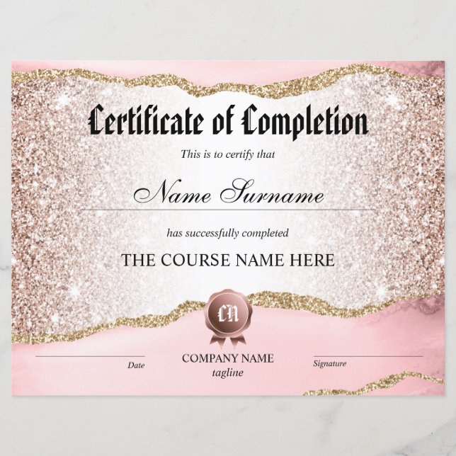 Certificat de fin de cours (Devant)