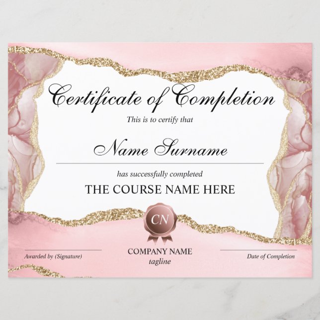 Certificat de fin de cours (Devant)