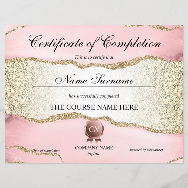 Certificat de fin de cours (Devant)