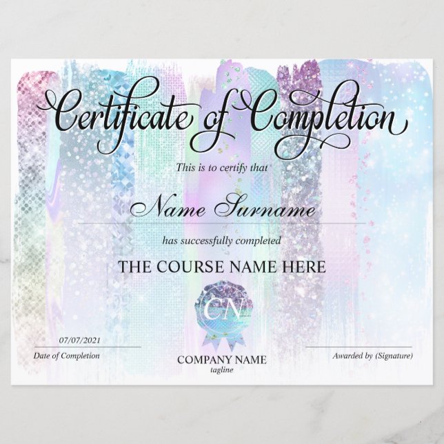 Certificat de fin de cours (Devant)
