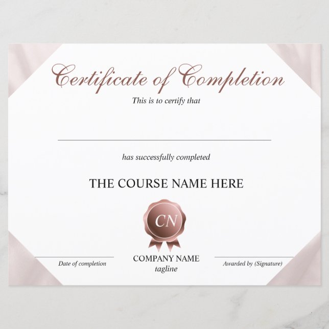 Certificat de fin de cours (Devant)