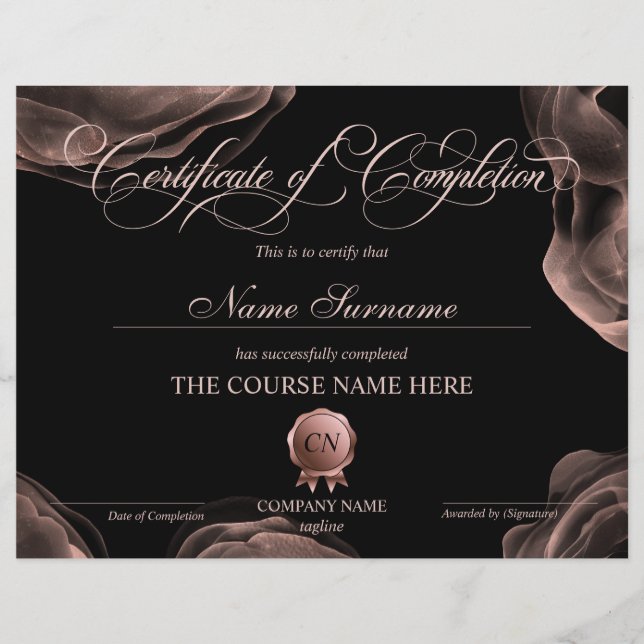 Certificat de fin de cours (Devant)