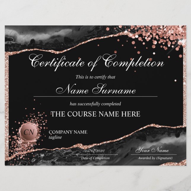 Certificat de fin de cours (Devant)