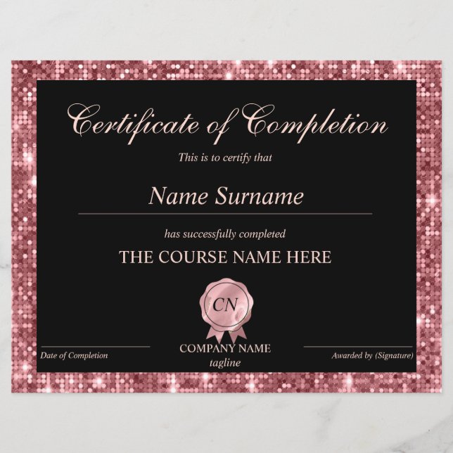 Certificat de fin de cours (Devant)