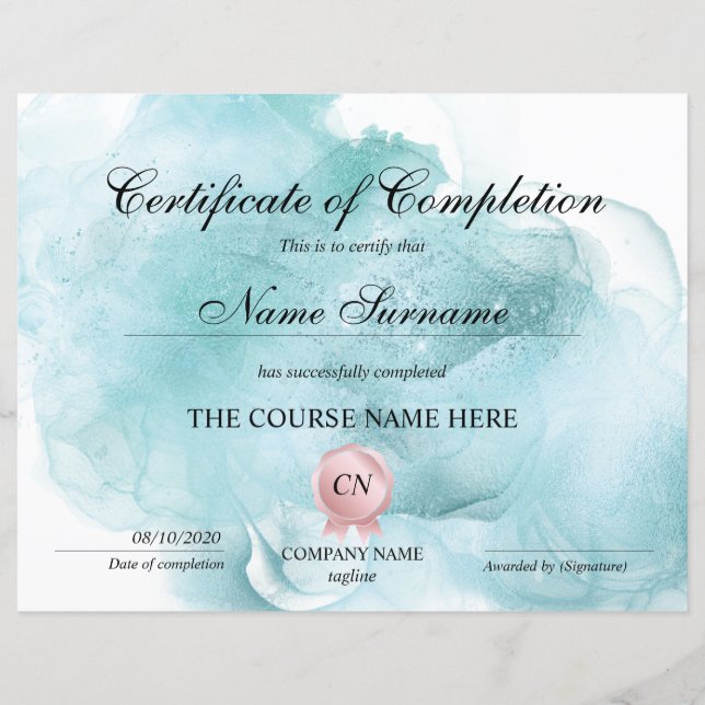 Certificat de fin de cours (Devant)