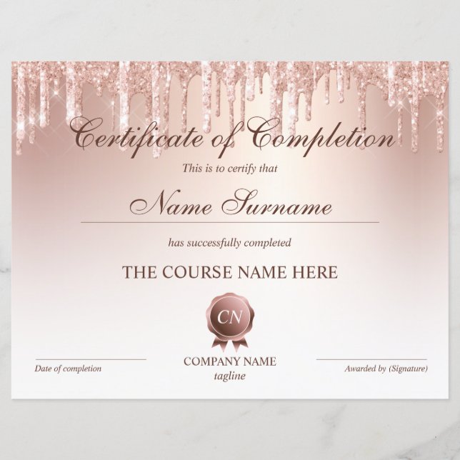 Certificat de fin de cours (Devant)