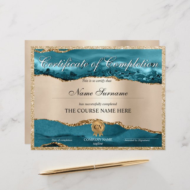 Certificat de fin de cours (Devant/Arrière en situation)