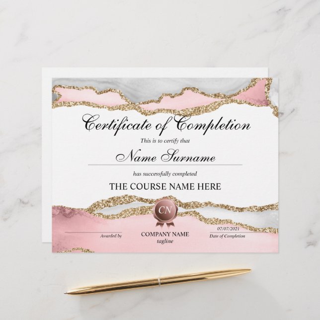 Certificat de fin de cours (Devant/Arrière en situation)