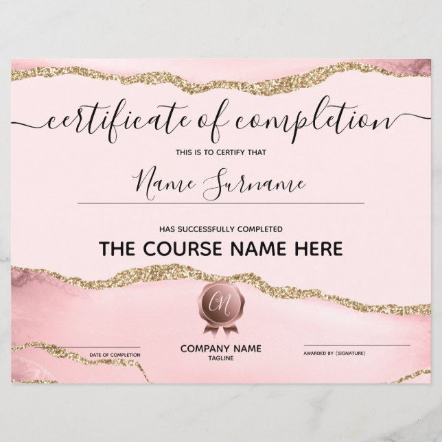 Certificat de fin de cours (Devant)