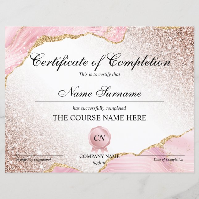 Certificat de fin de cours (Devant)