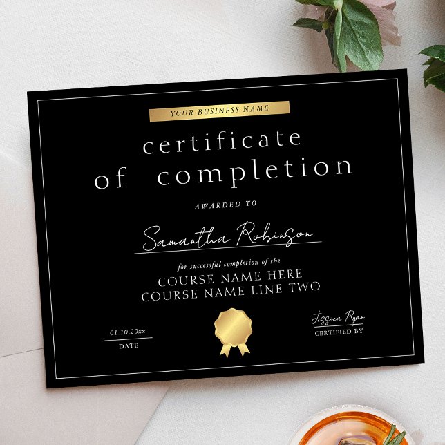 Certificat de fin de cours Black & Gold (Créateur téléchargé)