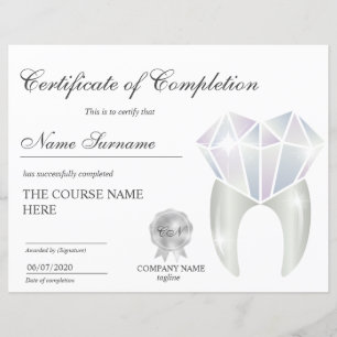 Certificat de fin de cours de Blanchiment des Dent