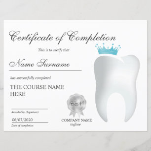 Certificat de fin de cours de blanchiment des dent