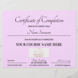 Certificat de fin de cours en ligne Lilac