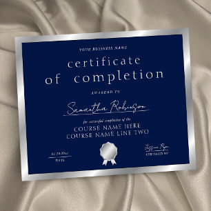 Certificat de fin de formation Navy & Silver