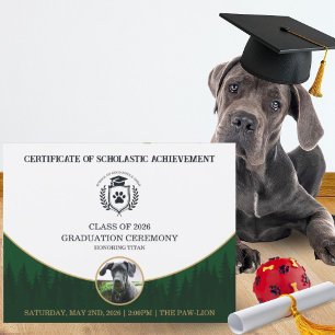 Certificat de fin d'études Chien Diplômé de Format