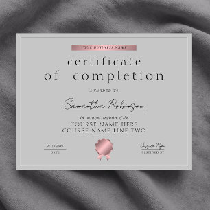 Certificat de fin d'études de la Rose grise dorée