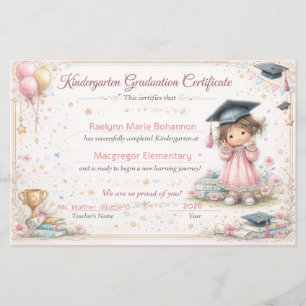 Certificat de fin d'études de maternelle coloré