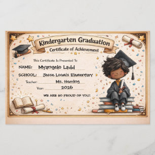 Certificat de fin d'études maternelles ludique