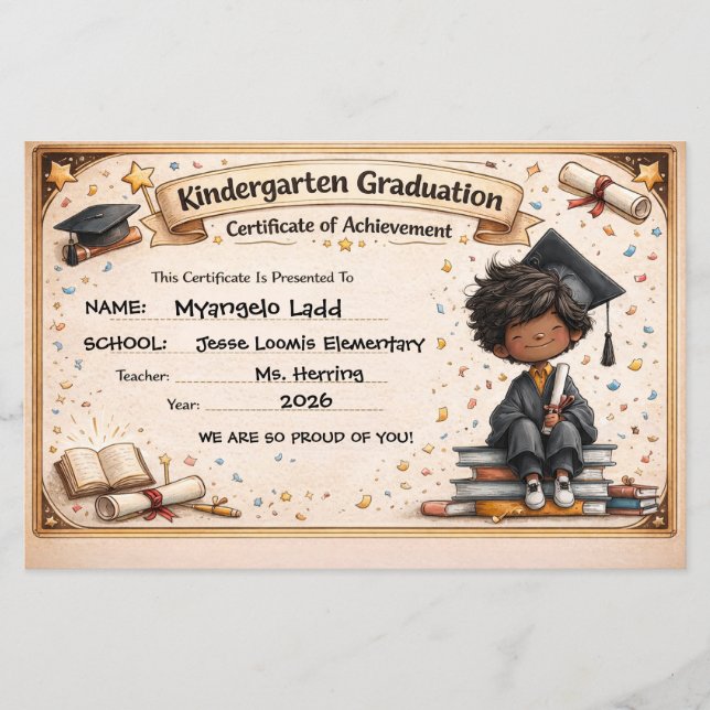 Certificat de fin d'études maternelles ludique  (Devant)