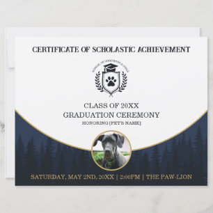 Certificat de fin d'études pour animaux Diplôme de