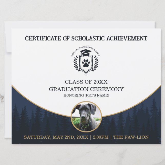 Certificat de fin d'études pour animaux Diplôme de (Devant)