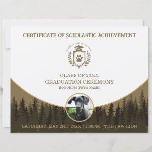 Certificat de fin d'études pour animaux Diplôme de
