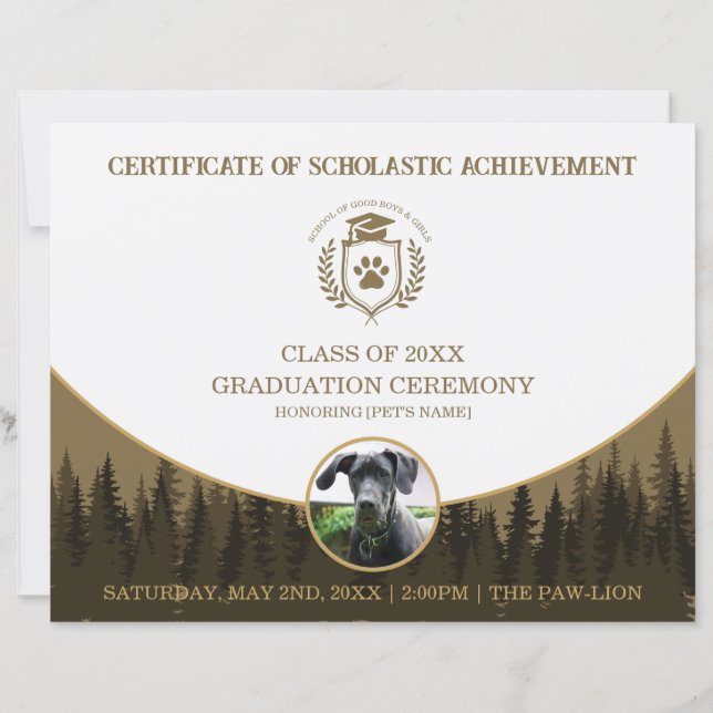 Certificat de fin d'études pour animaux Diplôme de (Devant)