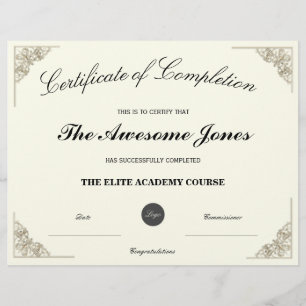 Certificat de fin élégant avec logo personnalisé