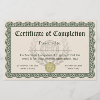 Certificat de fin, personnalisable