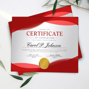 Certificat de fin professionnelle rouge