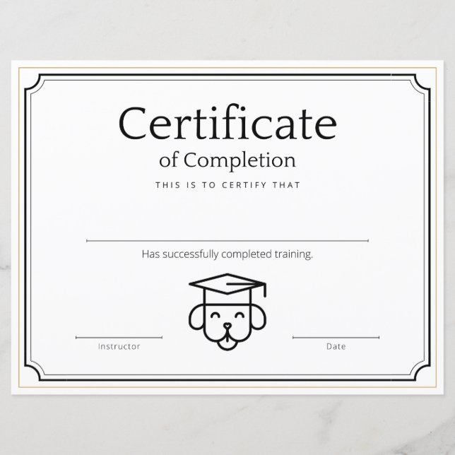 Certificat de formation pour animaux de compagnie  (Devant)