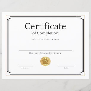 Certificat de formation pour animaux de compagnie 