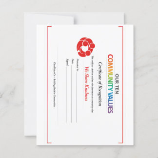 Certificat de gentillesse communautaire 4,5x5 feui