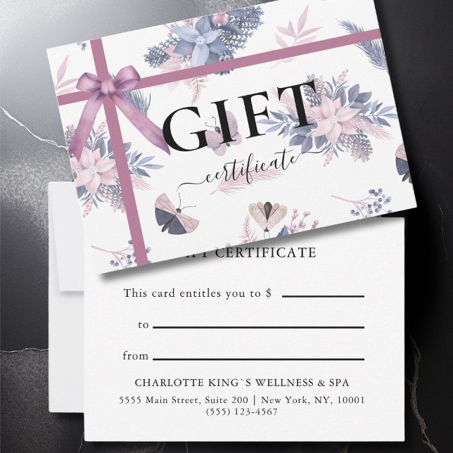 CERTIFICAT DE GESTION DU POISON | Ribbon | (BUSINESS GIFT CERTIFICATE | modern, minimal, ribbon & Christmas pattern.)
