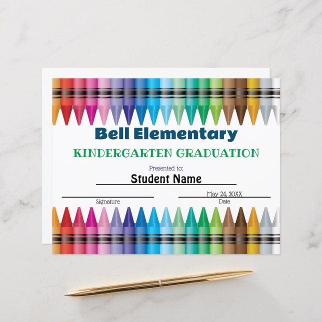 Certificat de graduation Crayon (Devant/Arrière en situation)
