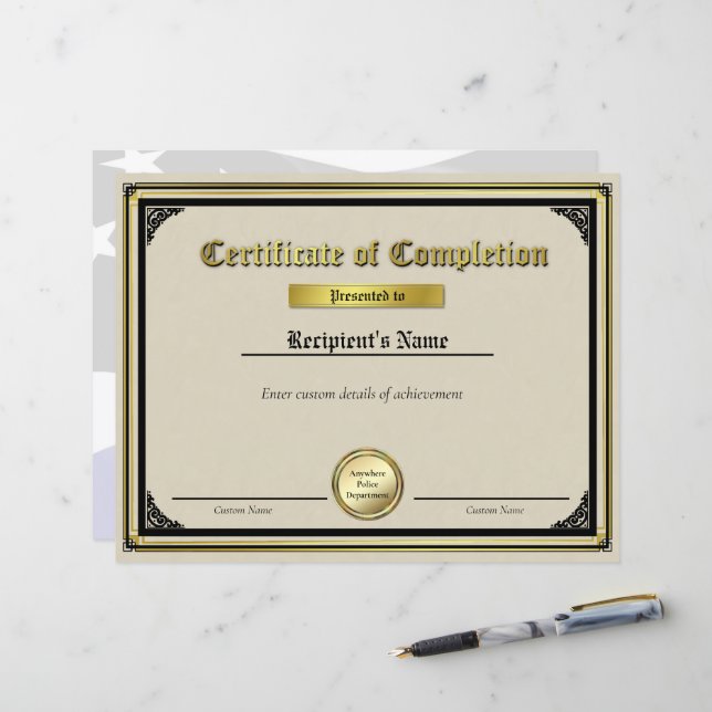 Certificat de joint or mince en ligne bleue person (Devant/Arrière en situation)