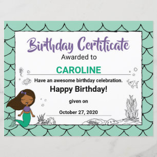 Certificat de jour B de la Sirène noire de la Part