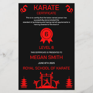 Certificat de karaté
