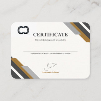 Certificat de kit de marque CC Productions
