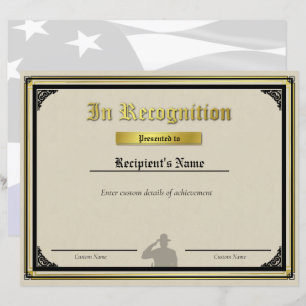 Certificat de ligne bleue mince du soldat personna