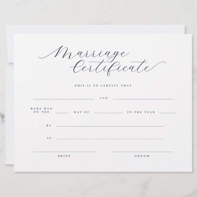 Certificat de Mariage à l'Écriture Classique Minim (Devant)