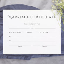 Certificat de Mariage Élégant Minimaliste
