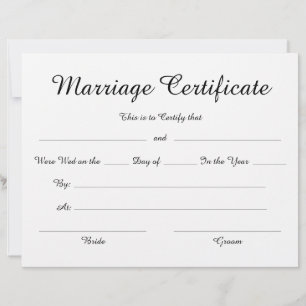 Certificat de mariage minimaliste élégant de scrip