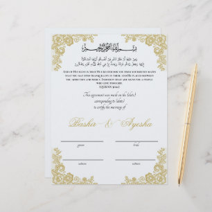 Certificat de mariage Nikkah personnalisé instanta