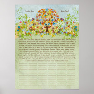 Certificat de Mariage Quaker avec Impression d'Arb