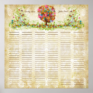 Certificat de mariage quaker impression arbre fleu