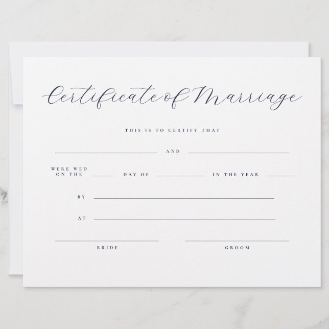 Certificat de Mariage Serif Script Formel  (Devant)