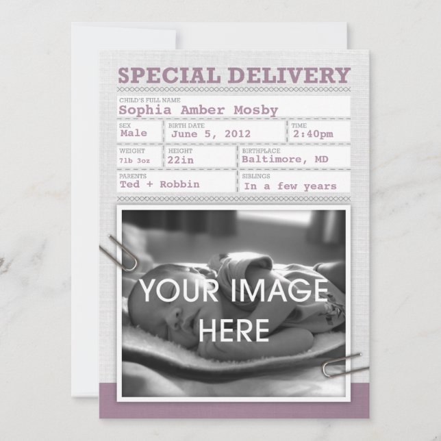 Certificat de naissance Faire-part bébé (Devant)