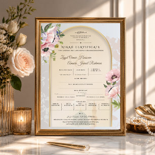 Certificat de Nikah islamique Carte Madinah Bloo